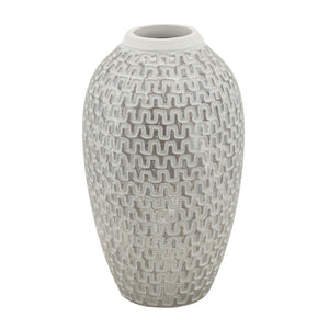 Vaso Decorativo MF682, Bianco, Poliresina, 19,5x19,5x34 cm, Seven Design