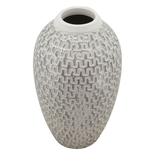 Vaso Decorativo MF682, Bianco, Poliresina, 19,5x19,5x34 cm, Seven Design