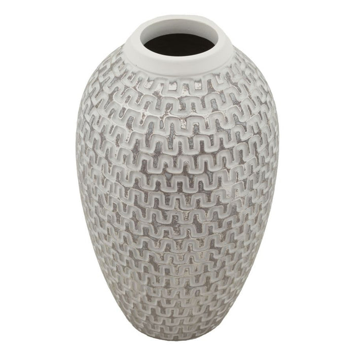 Vaso Decorativo MF682, Bianco, Poliresina, 19,5x19,5x34 cm, Seven Design