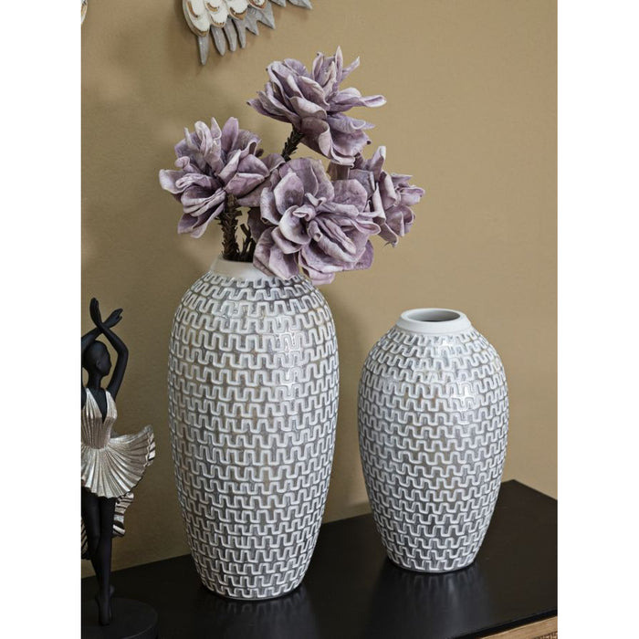 Vaso Decorativo MF682, Bianco, Poliresina, 19,5x19,5x34 cm, Seven Design