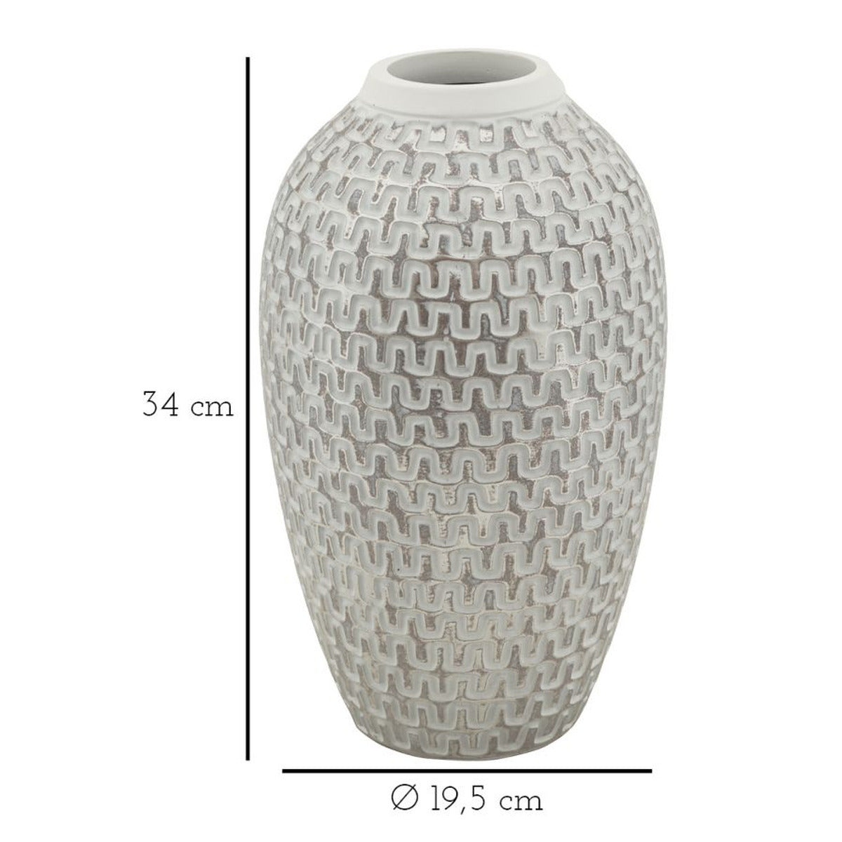 Vaso Decorativo MF682, Bianco, Poliresina, 19,5x19,5x34 cm, Seven Design