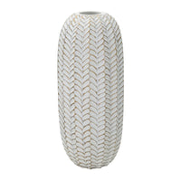 Vaso Decorativo MF673, Bianco, Poliresina, 18,5x18,5x46 cm, Seven Design