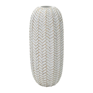 Vaso Decorativo MF673, Bianco, Poliresina, 18,5x18,5x46 cm, Seven Design