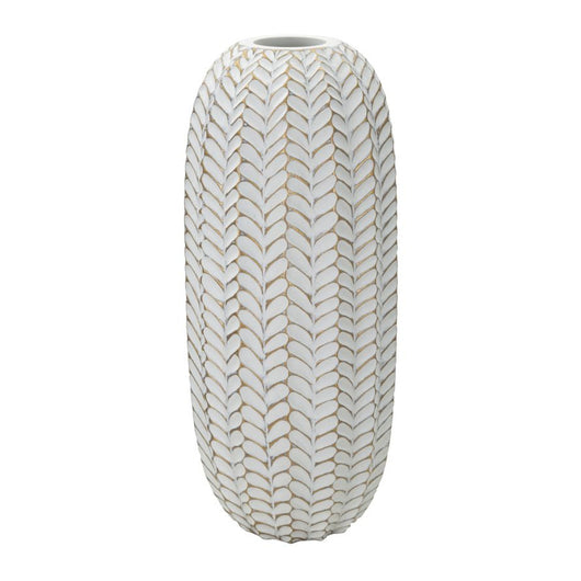 Vaso Decorativo MF673, Bianco, Poliresina, 18,5x18,5x46 cm, Seven Design