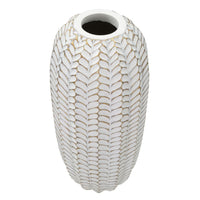 Vaso Decorativo MF673, Bianco, Poliresina, 18,5x18,5x46 cm, Seven Design