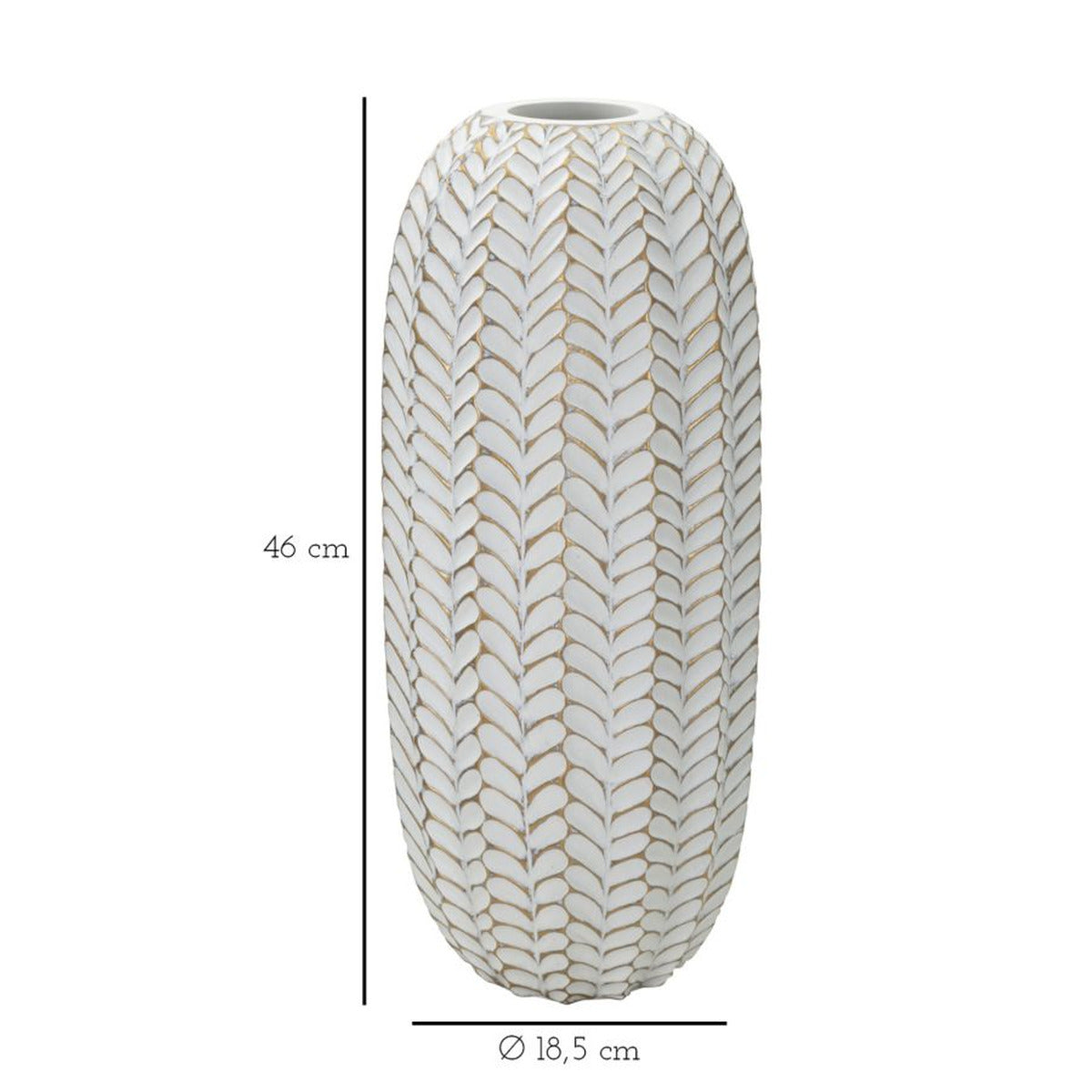 Vaso Decorativo MF673, Bianco, Poliresina, 18,5x18,5x46 cm, Seven Design