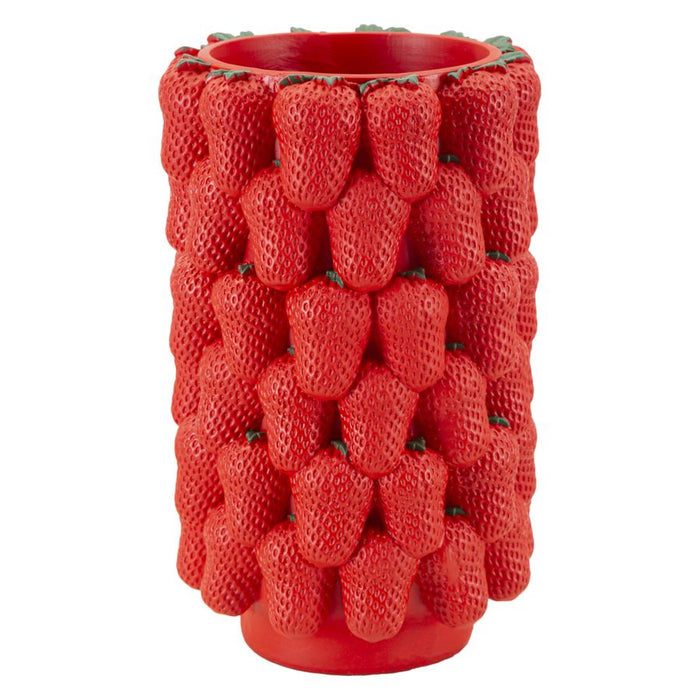 Vaso Decorativo Fragole, Rosso, Poliresina, 20x20x32 cm, Seven Design