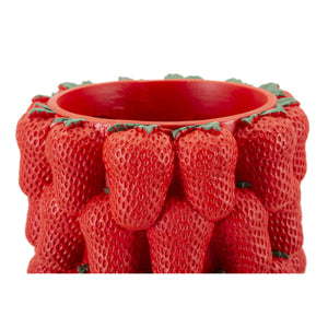 Vaso Decorativo Fragole, Rosso, Poliresina, 20x20x32 cm, Seven Design