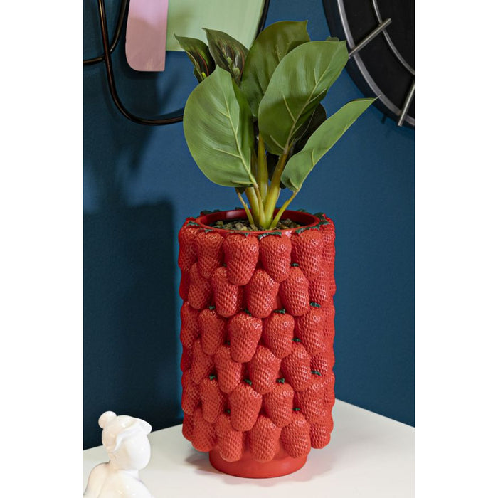 Vaso Decorativo Fragole, Rosso, Poliresina, 20x20x32 cm, Seven Design