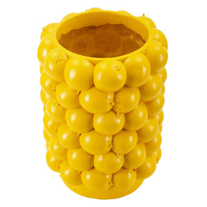 Vaso Decorativo Limoni, Giallo, Poliresina, 21x21x28 cm, Seven Design
