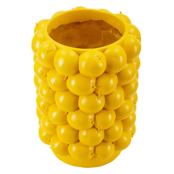 Vaso Decorativo Limoni, Giallo, Poliresina, 21x21x28 cm, Seven Design