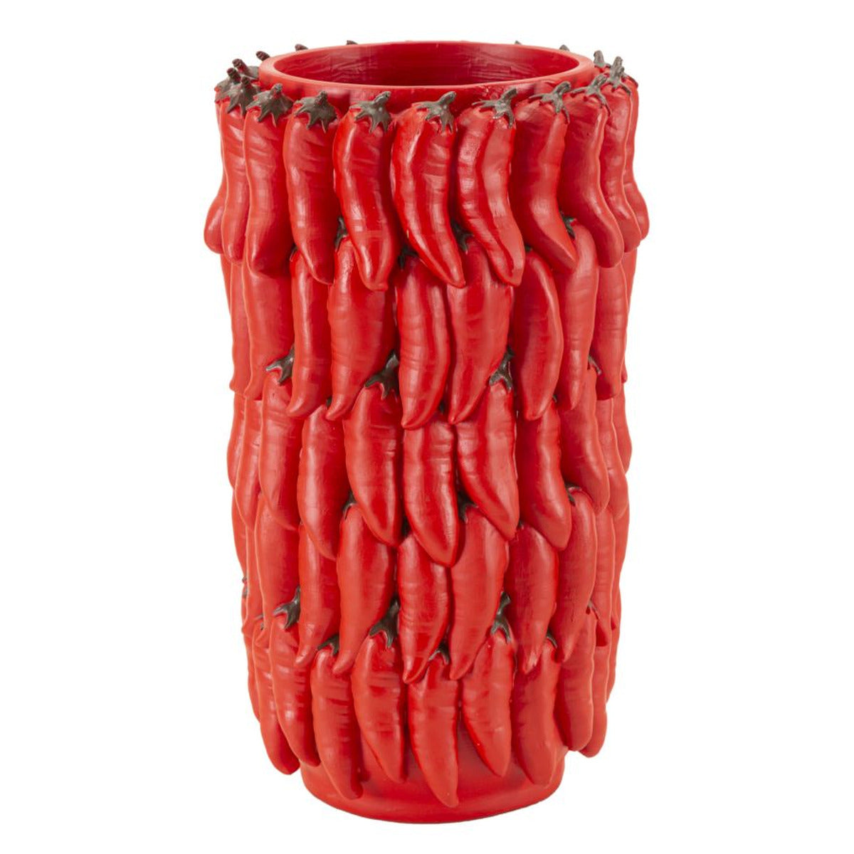 Vaso Decorativo Peperoncini, Rosso, Poliresina, 20x20x34 cm, Seven Design