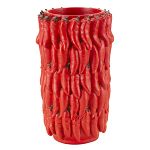 Vaso Decorativo Peperoncini, Rosso, Poliresina, 20x20x34 cm, Seven Design