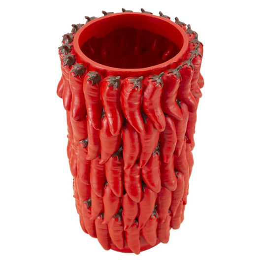 Vaso Decorativo Peperoncini, Rosso, Poliresina, 20x20x34 cm, Seven Design