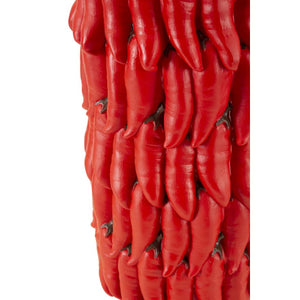 Vaso Decorativo Peperoncini, Rosso, Poliresina, 20x20x34 cm, Seven Design