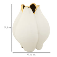 Vaso Decorativo MF636, Bianco, Ceramica, 23x23x27,5 cm, Seven Design