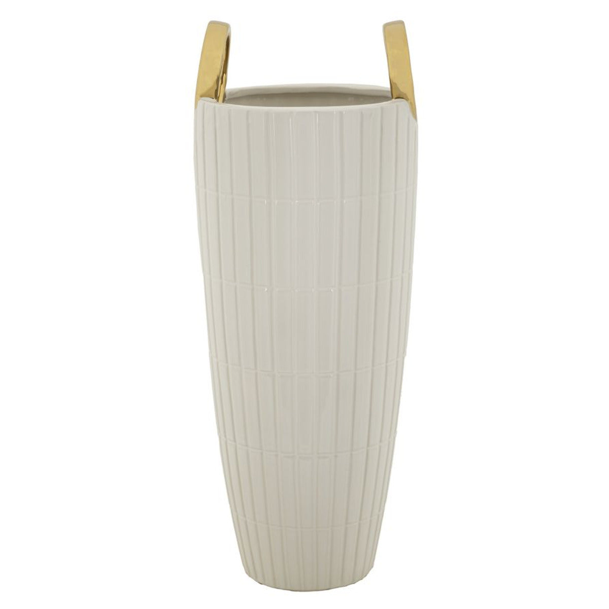 Vaso Decorativo MF633, Bianco, Ceramica, 18x18x45 cm, Seven Design
