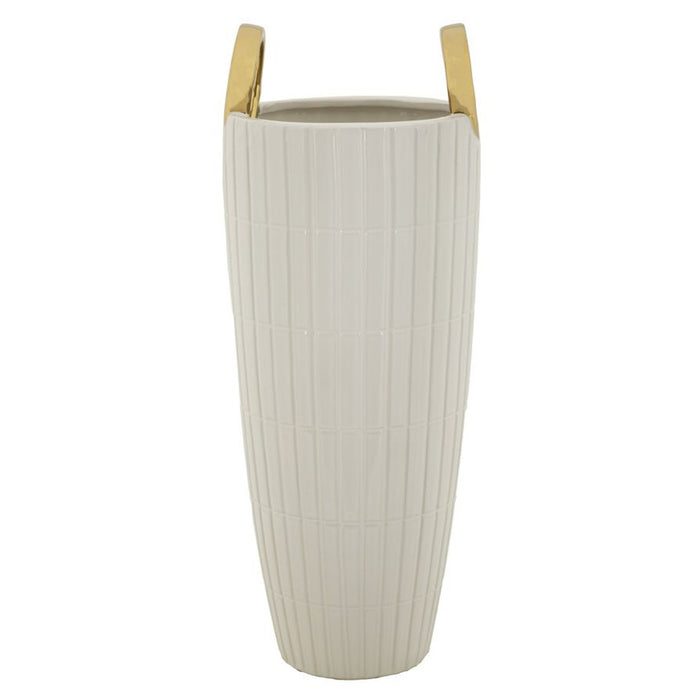 Vaso Decorativo MF633, Bianco, Ceramica, 18x18x45 cm, Seven Design