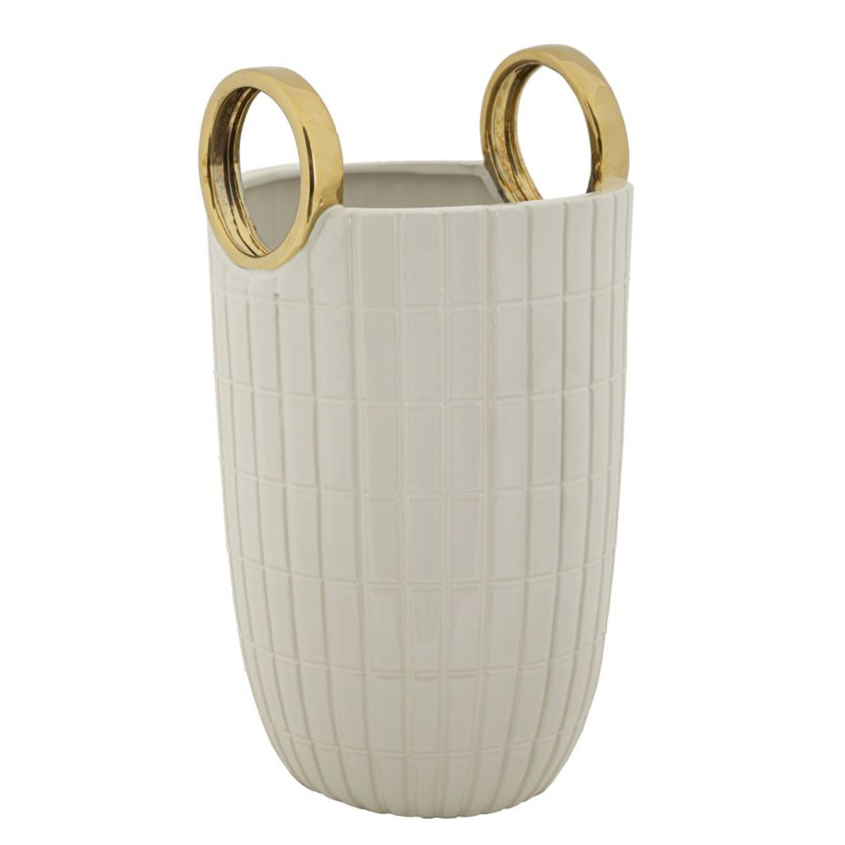Vaso Decorativo MF648, Bianco, Ceramica, 18x18x25 cm, Seven Design