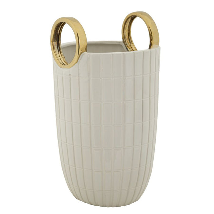 Vaso Decorativo MF648, Bianco, Ceramica, 18x18x25 cm, Seven Design