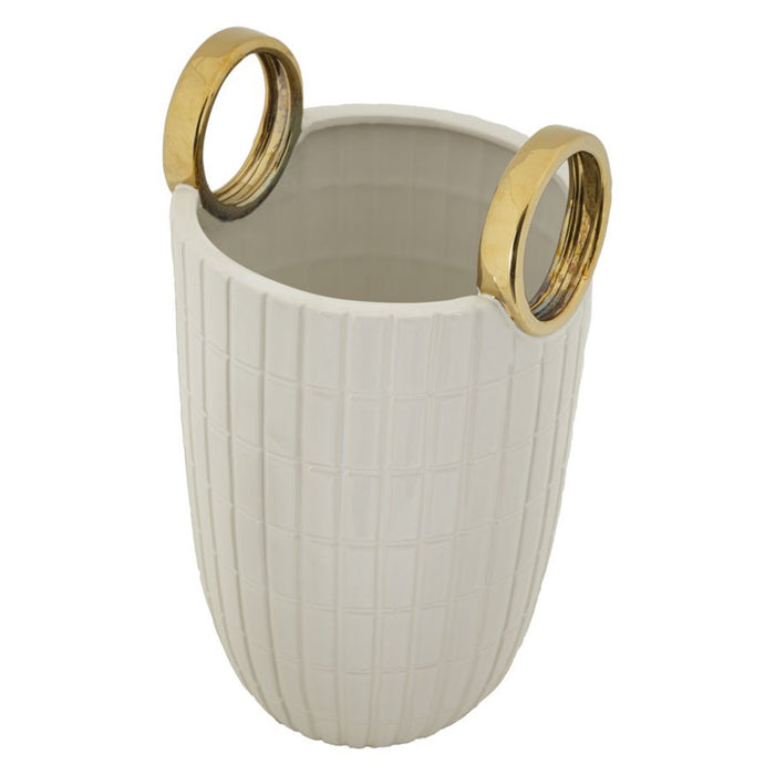 Vaso Decorativo MF648, Bianco, Ceramica, 18x18x25 cm, Seven Design