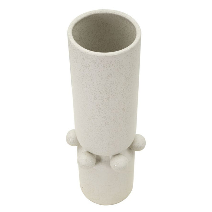 Vaso Decorativo MF638, Beige, Ceramica, 15,5x15,5x41 cm, Seven Design