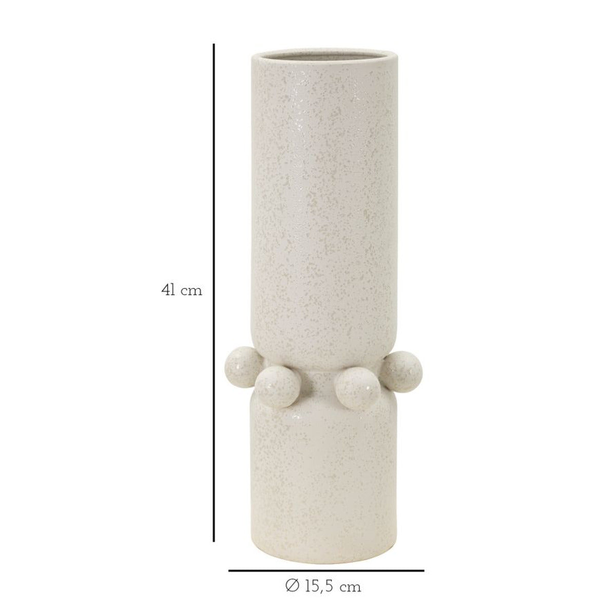 Vaso Decorativo MF638, Beige, Ceramica, 15,5x15,5x41 cm, Seven Design