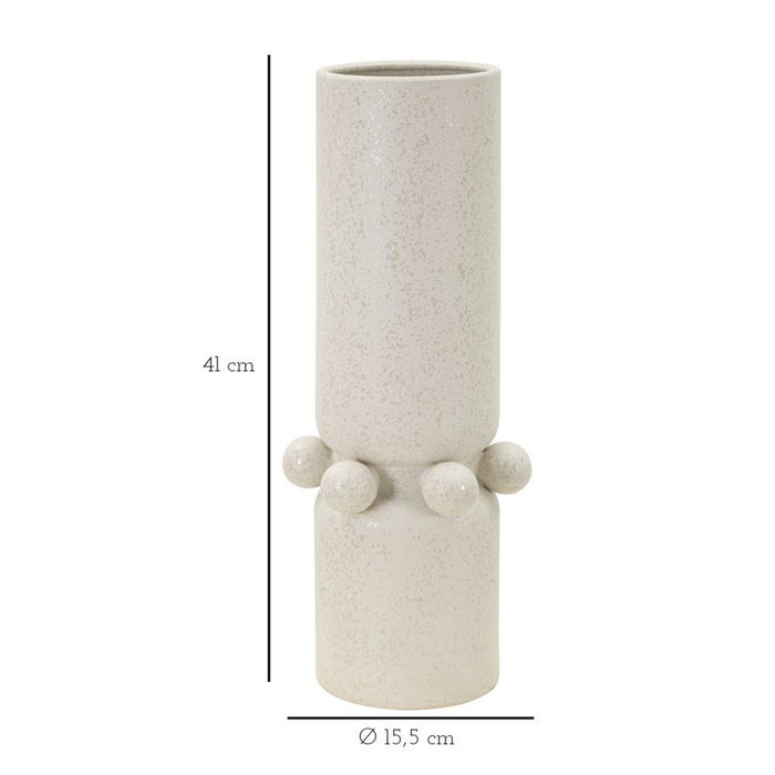Vaso Decorativo MF638, Beige, Ceramica, 15,5x15,5x41 cm, Seven Design