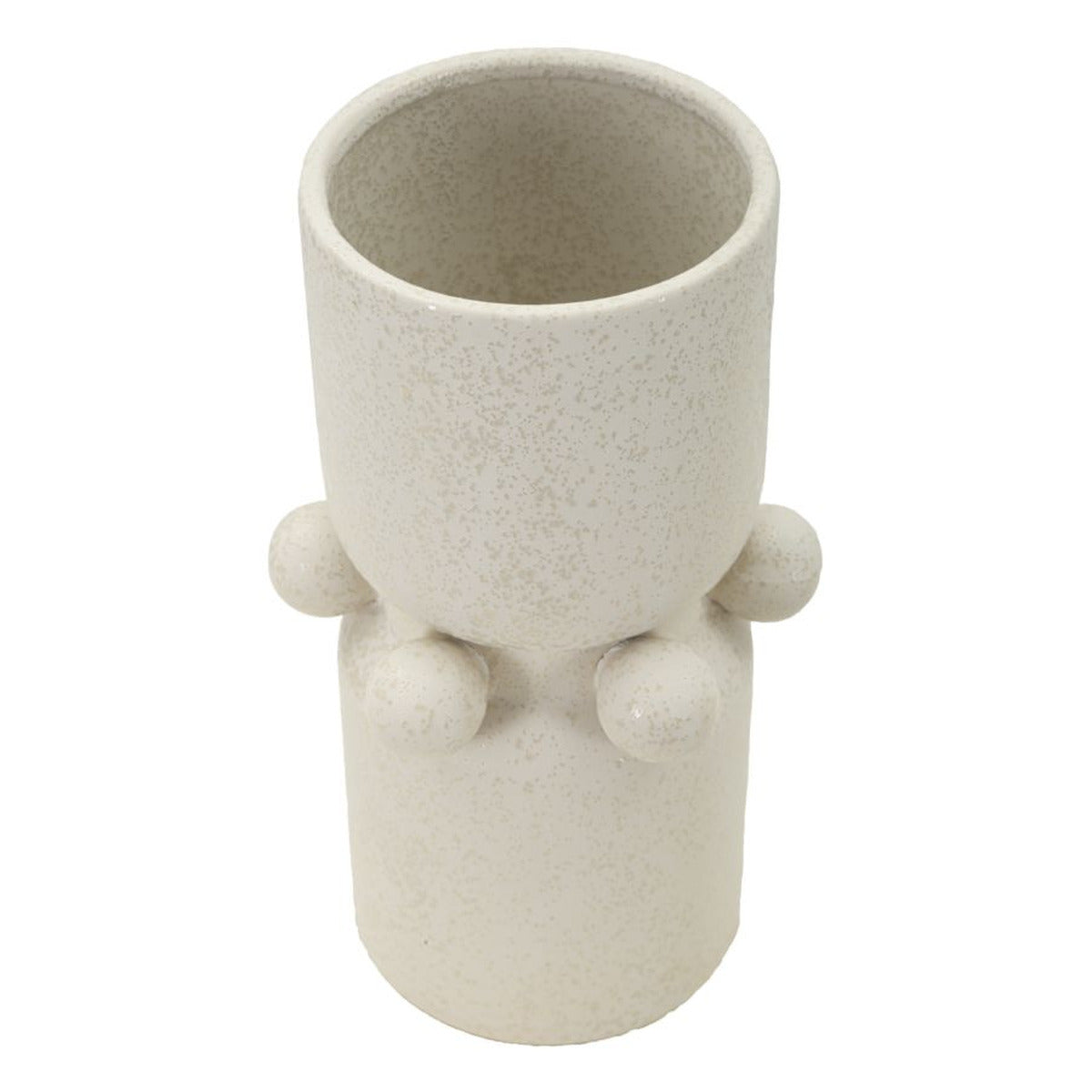 Vaso Decorativo MF646, Beige, Ceramica, 16x16x28 cm, Seven Design