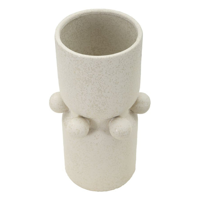 Vaso Decorativo MF646, Beige, Ceramica, 16x16x28 cm, Seven Design