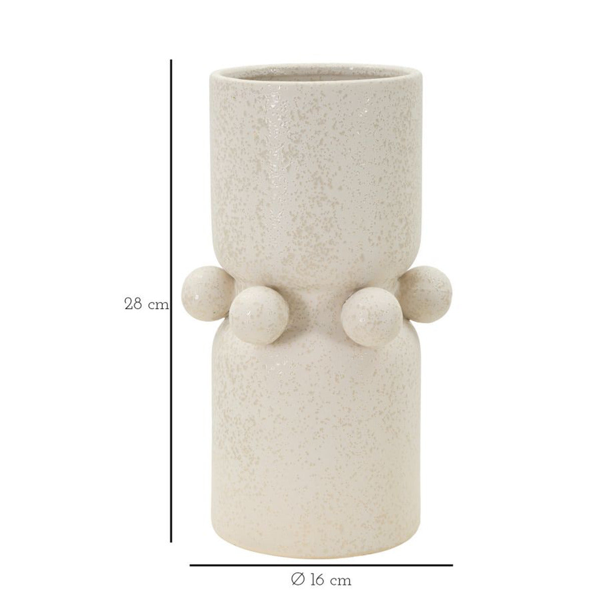 Vaso Decorativo MF646, Beige, Ceramica, 16x16x28 cm, Seven Design