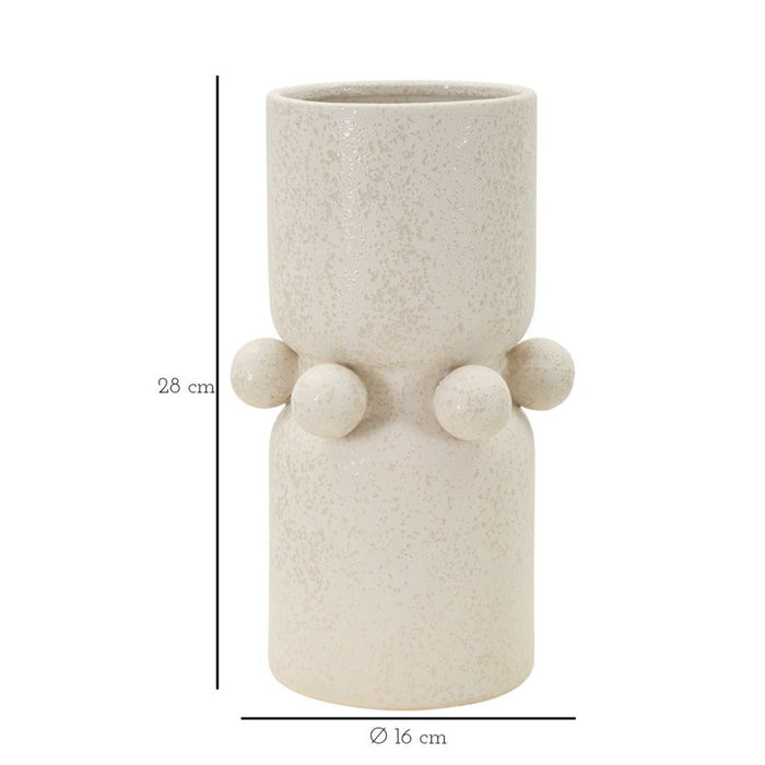 Vaso Decorativo MF646, Beige, Ceramica, 16x16x28 cm, Seven Design