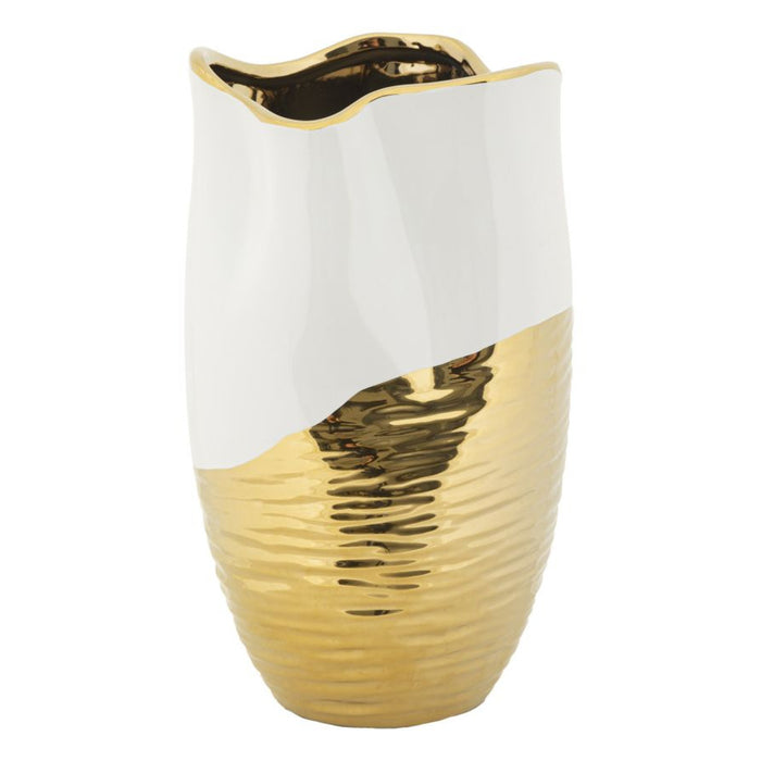Vaso Decorativo MF631, Oro, Ceramica, 20x20x35 cm, Seven Design