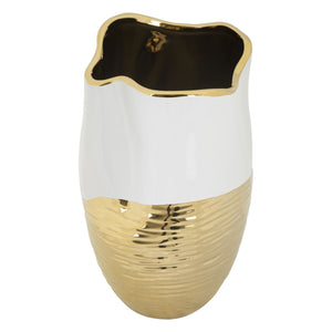Vaso Decorativo MF631, Oro, Ceramica, 20x20x35 cm, Seven Design