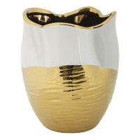 Vaso Decorativo MF639, Oro, Ceramica, 20x20x25 cm, Seven Design
