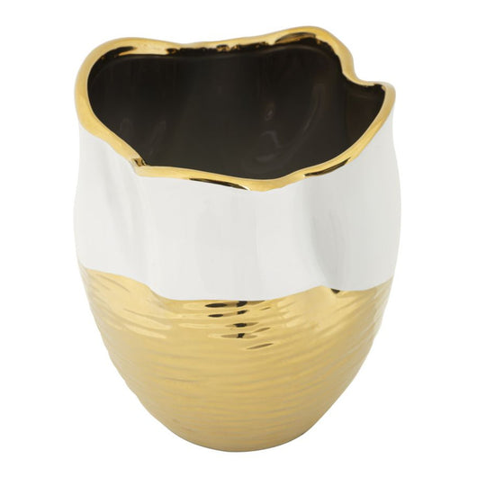 Vaso Decorativo MF639, Oro, Ceramica, 20x20x25 cm, Seven Design