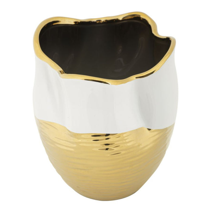 Vaso Decorativo MF639, Oro, Ceramica, 20x20x25 cm, Seven Design