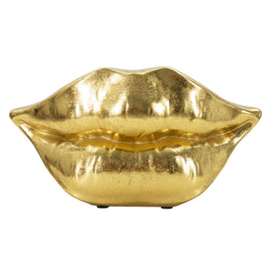 Vaso Decorativo Bocca, Oro, Poliresina, 23x8x12 cm, Seven Design