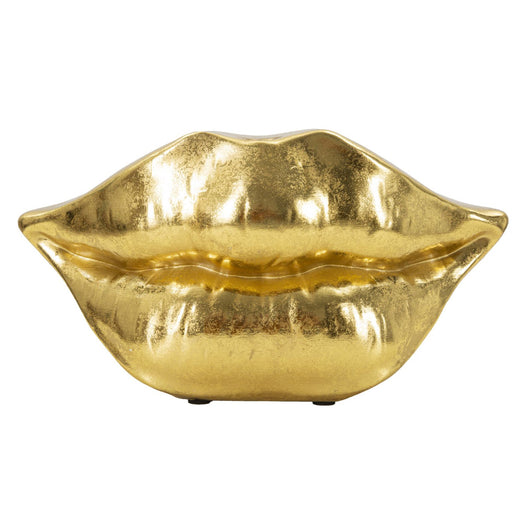 Vaso Decorativo Bocca, Oro, Poliresina, 23x8x12 cm, Seven Design