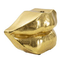 Vaso Decorativo Bocca, Oro, Poliresina, 23x8x12 cm, Seven Design
