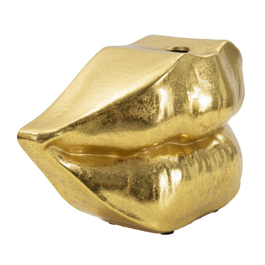 Vaso Decorativo Bocca, Oro, Poliresina, 23x8x12 cm, Seven Design