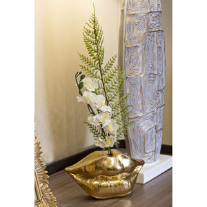 Vaso Decorativo Bocca, Oro, Poliresina, 23x8x12 cm, Seven Design