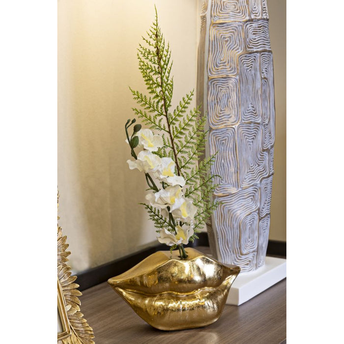 Vaso Decorativo Bocca, Oro, Poliresina, 23x8x12 cm, Seven Design
