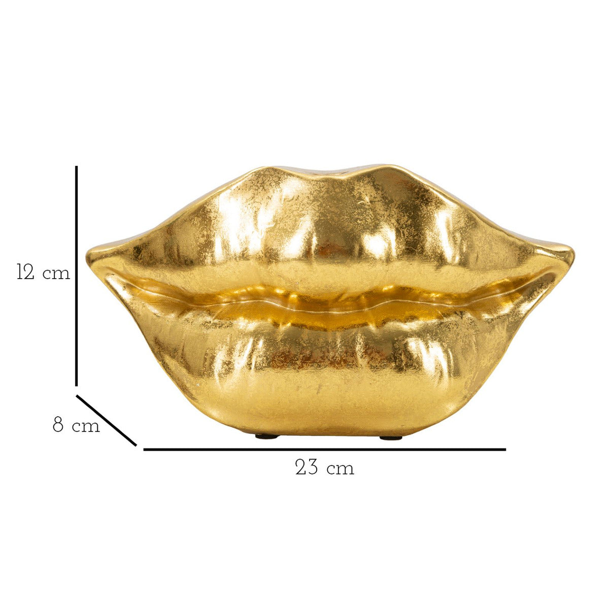 Vaso Decorativo Bocca, Oro, Poliresina, 23x8x12 cm, Seven Design