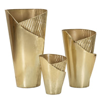 Set di 3 Vasi Decorativi MF423, Oro, Metallo, 39x42x75 cm, Seven Design