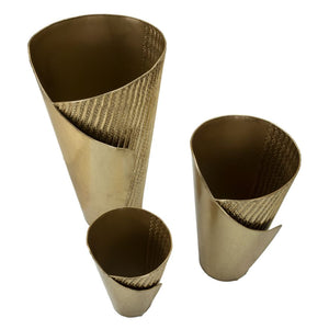 Set di 3 Vasi Decorativi MF423, Oro, Metallo, 39x42x75 cm, Seven Design