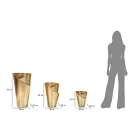 Set di 3 Vasi Decorativi MF423, Oro, Metallo, 39x42x75 cm, Seven Design