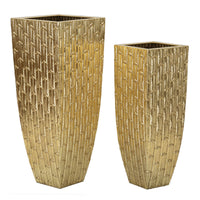Set di 2 Vasi Decorativi MF388, Oro, Metallo, 40x40x99 cm, Seven Design
