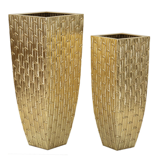 Set di 2 Vasi Decorativi MF388, Oro, Metallo, 40x40x99 cm, Seven Design