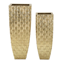 Set di 2 Vasi Decorativi MF388, Oro, Metallo, 40x40x99 cm, Seven Design